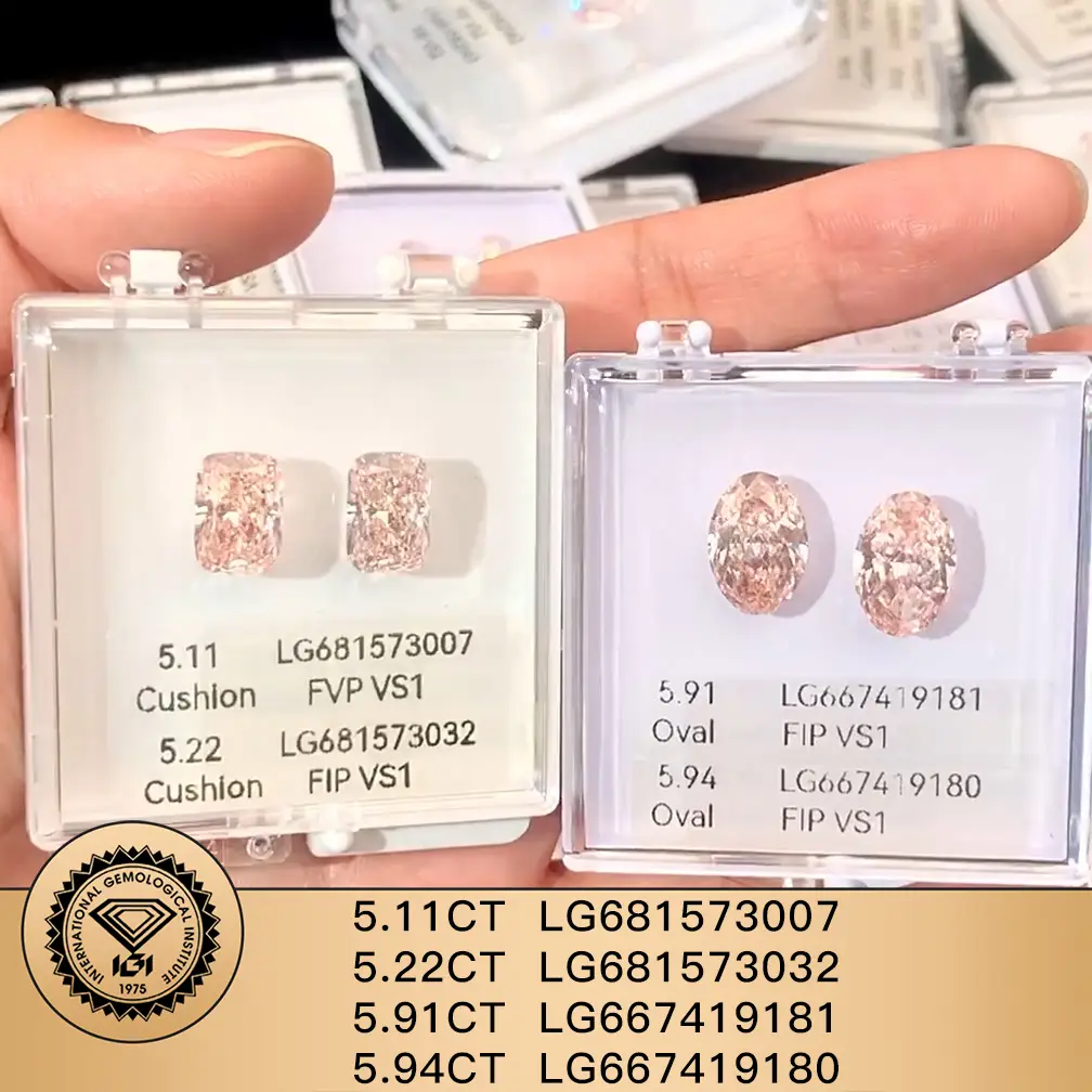 Messi Jewelry Lab coltivato Diamond Fancy Rosa intenso 5,11CT 5.94 CT Custine Cust Vs 1