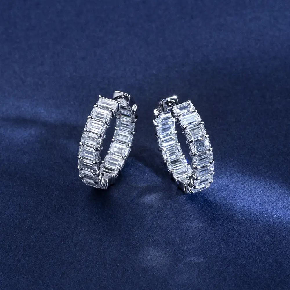 Emerald Lab Diamond Earrings MES-787 - Custom Jewelry 5