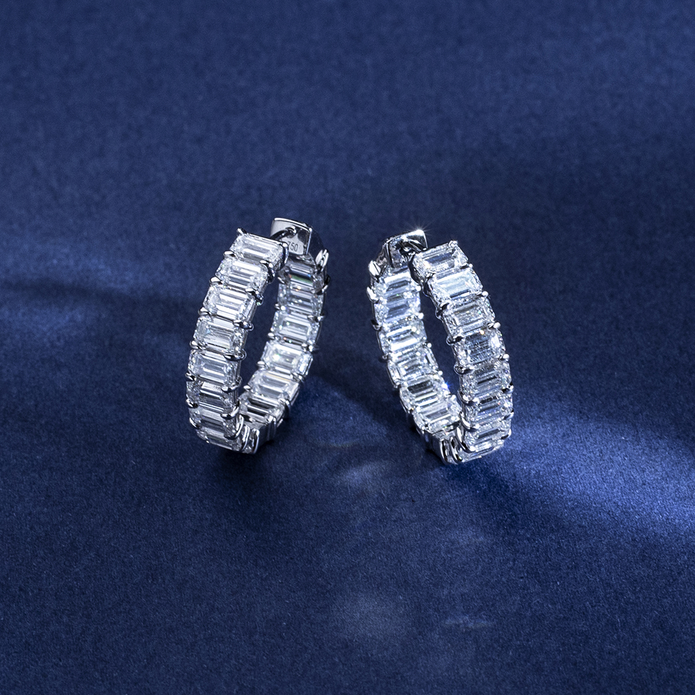 Messi Jewelry MES-787 18K Emerald Lab Diamond Earring Custom Jewelry 9