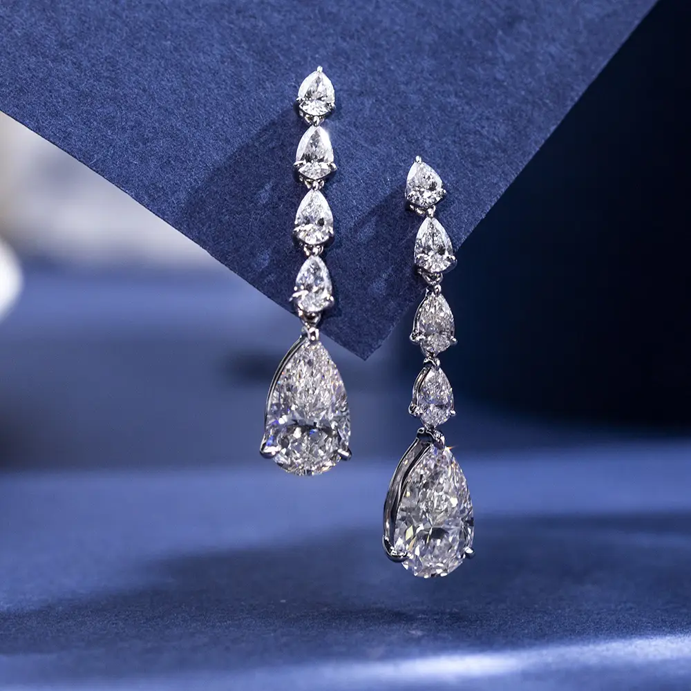 Custom 18K White Gold Earrings with Lab Diamonds 6