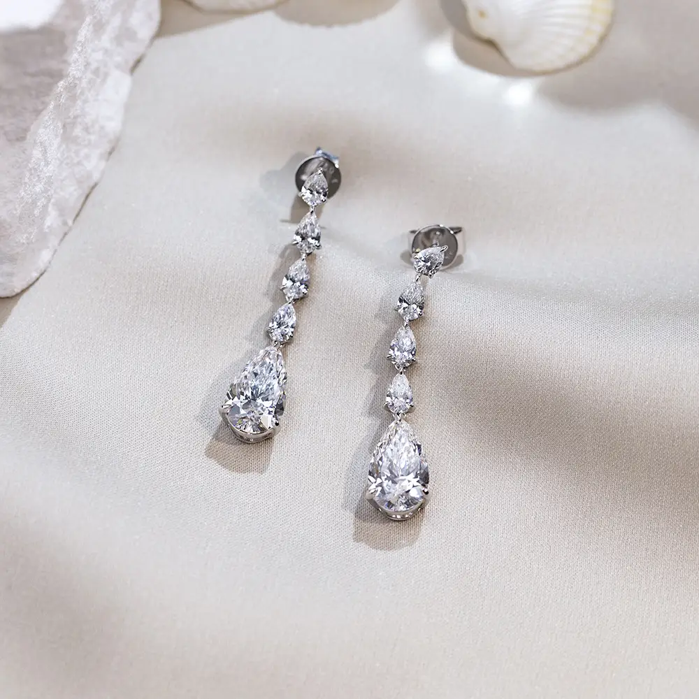 Custom 18K White Gold Earrings with Lab Diamonds 4