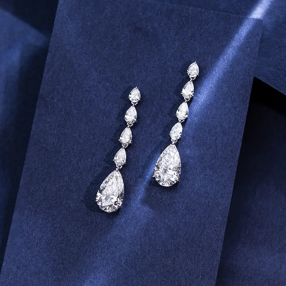 Custom 18K White Gold Earrings with Lab Diamonds 5