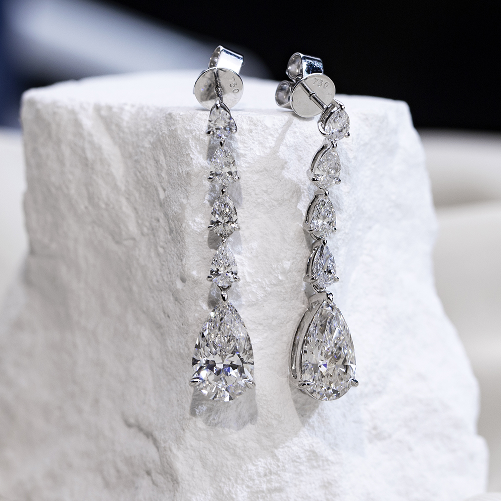 Messi Jewelry MSE-792 CVD Lab Diamond Pear 18K White Gold Earring custom Jewelry 11