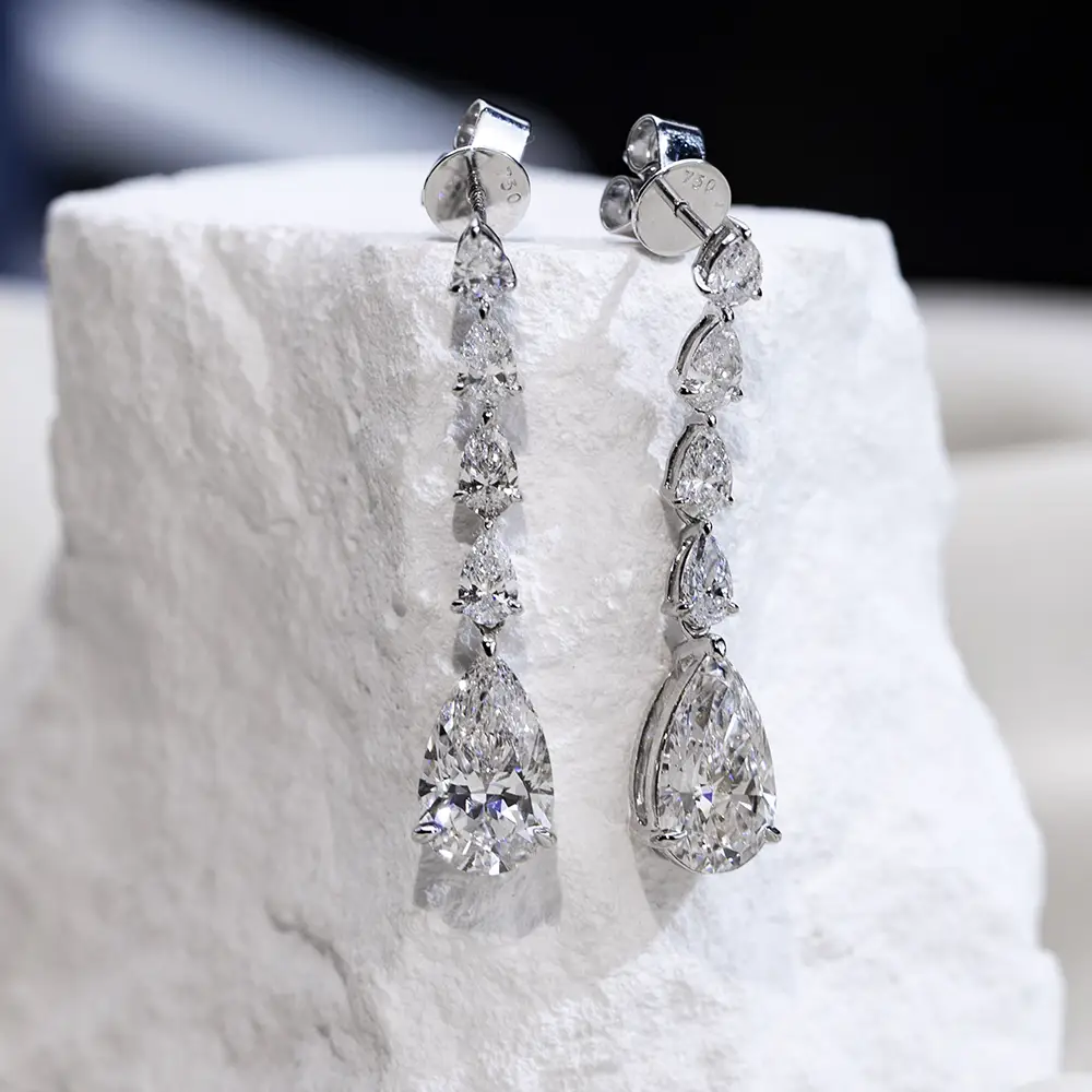 Custom 18K White Gold Earrings with Lab Diamonds 7