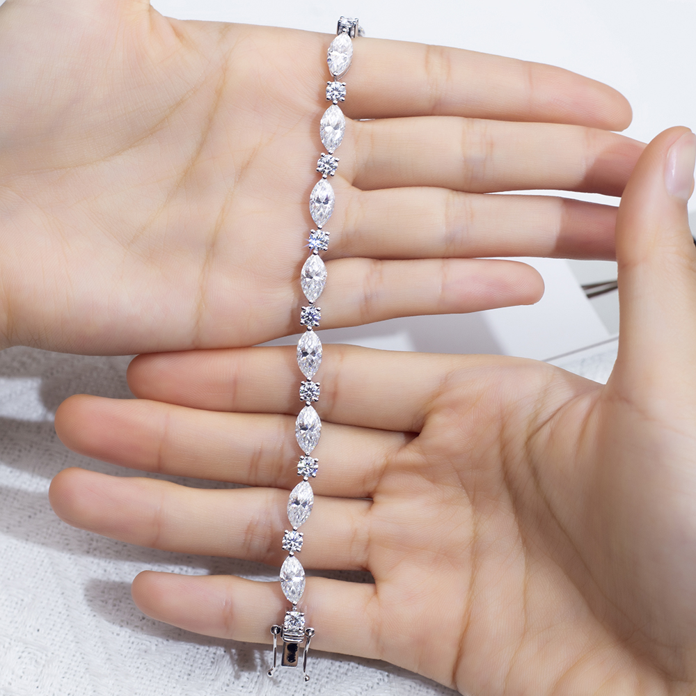 MSB-607 Fancy shape Lab Diamond / Moissanite 9k/10k/14k/18k/Sterling silver Bracelet 12