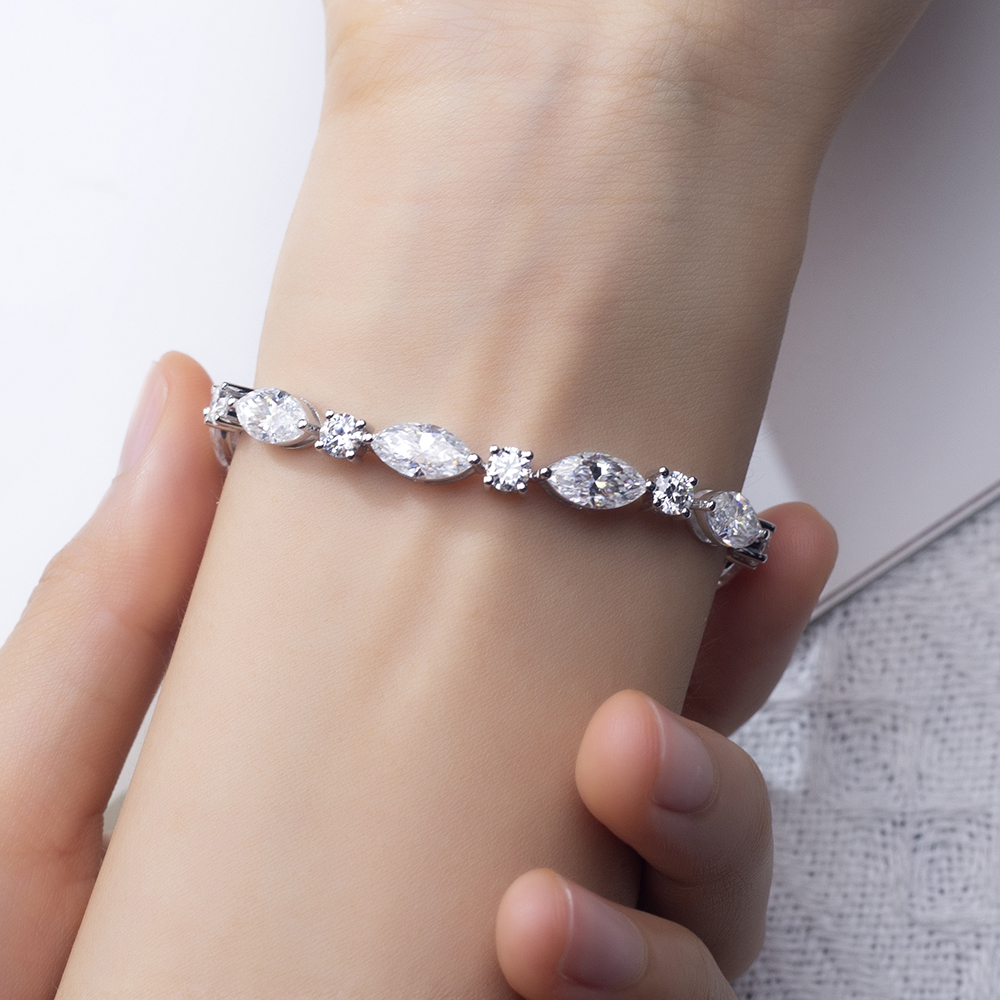 MSB-607 Fancy shape Lab Diamond / Moissanite 9k/10k/14k/18k/Sterling silver Bracelet 10