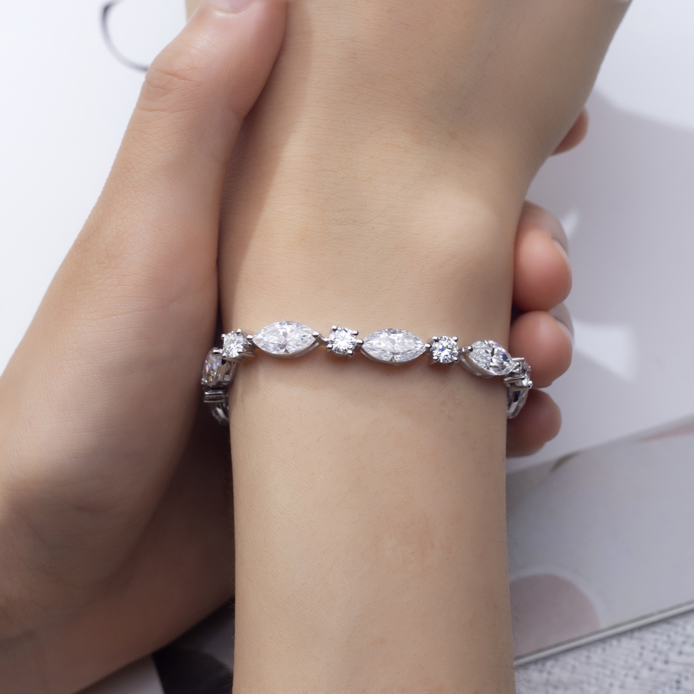 MSB-607 Fancy shape Lab Diamond / Moissanite 9k/10k/14k/18k/Sterling silver Bracelet 11