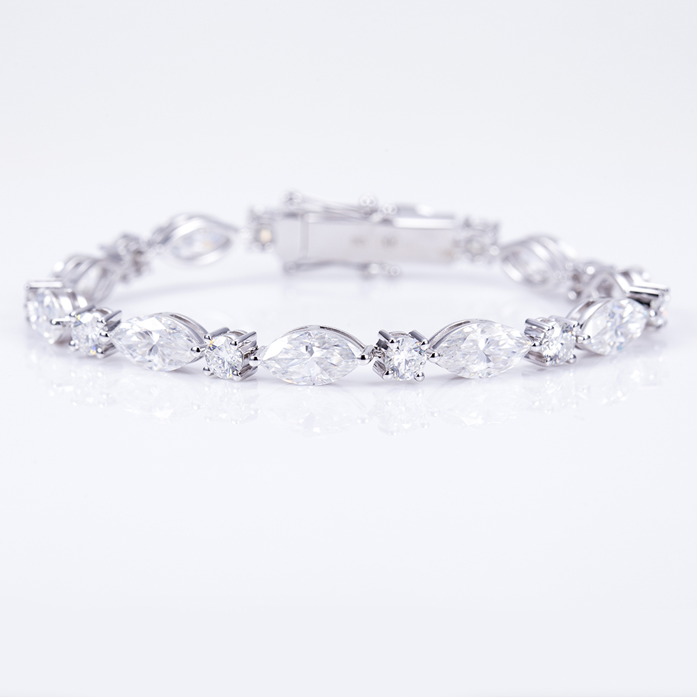 MSB-607 Fancy shape Lab Diamond / Moissanite 9k/10k/14k/18k/Sterling silver Bracelet 13