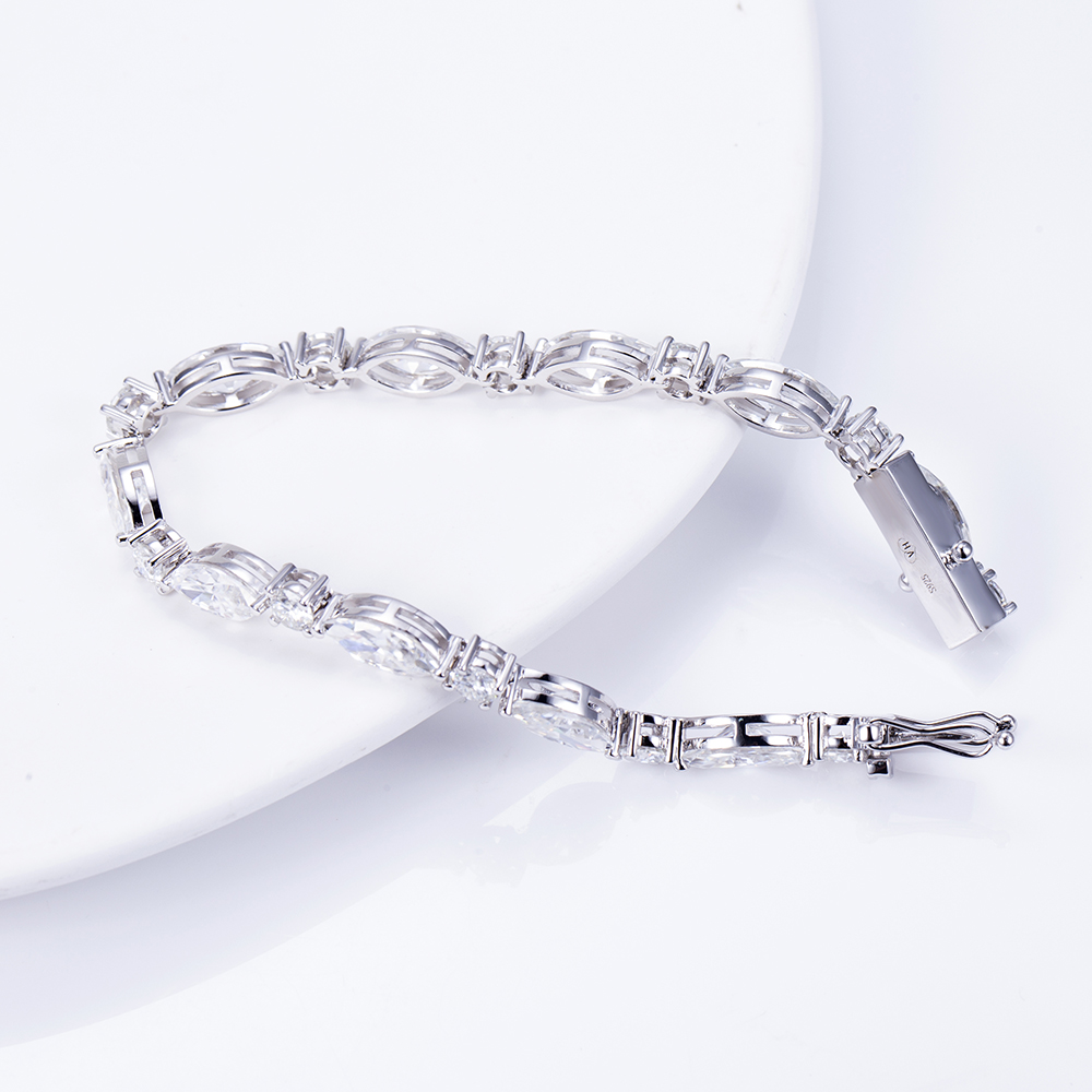 MSB-607 Fancy shape Lab Diamond / Moissanite 9k/10k/14k/18k/Sterling silver Bracelet 14