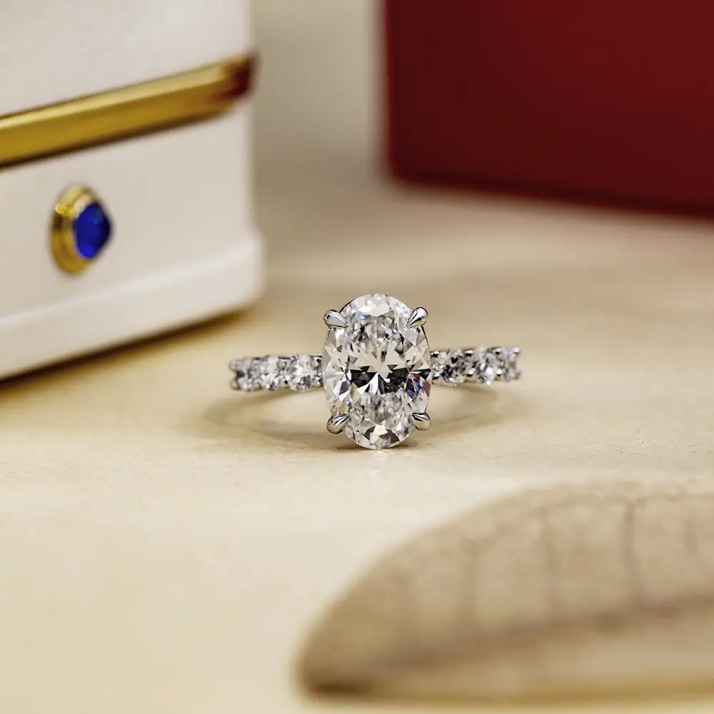 MSR-1712 Gioielli Messi Cut ovale CVD 2,5CT Diamond da laboratorio 18K anelli di fidanzamento in oro bianco 1