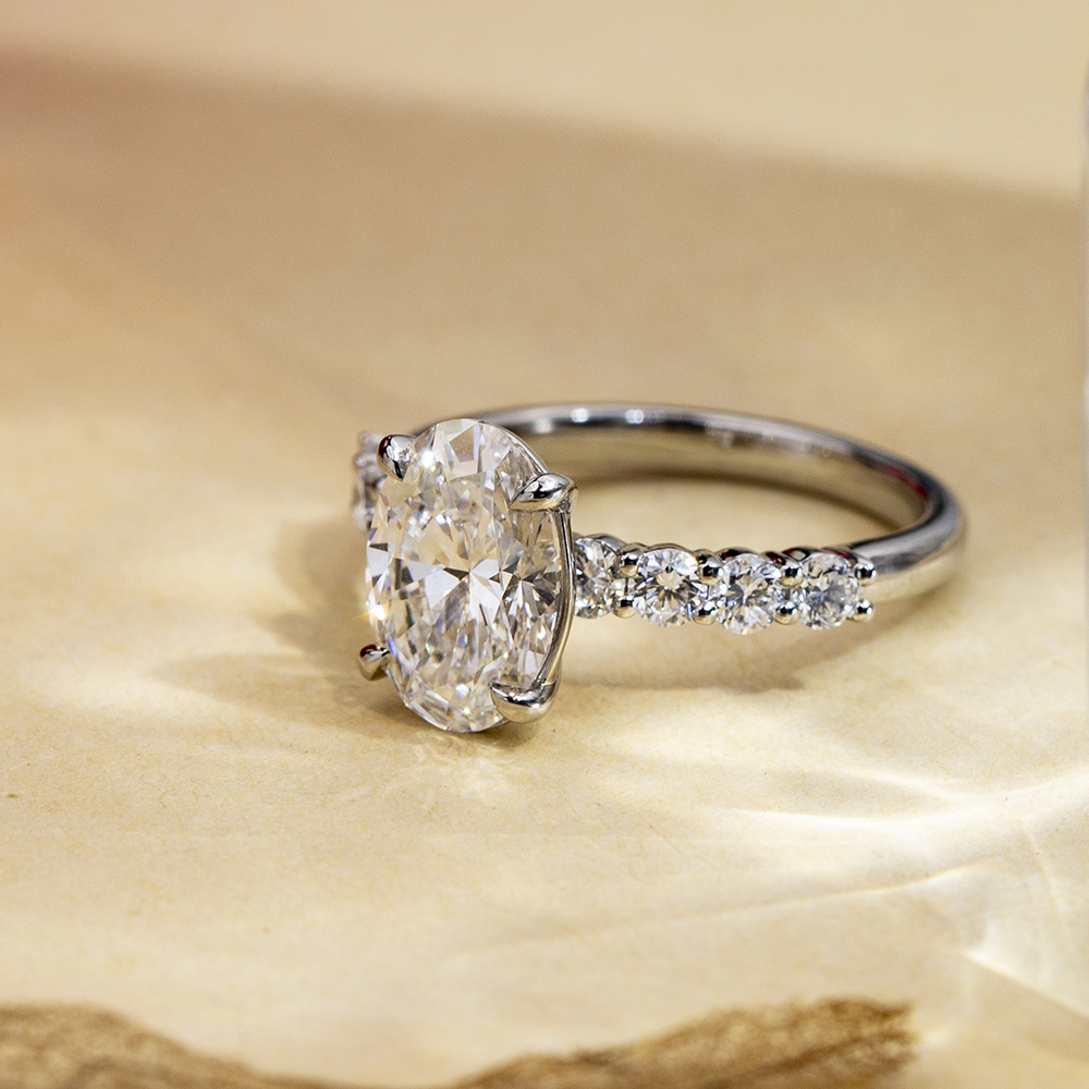 MSR-1712 Messi Jewelry Oval Cut CVD 2.5CT Lab Diamond 18k White Gold Engagement Rings Custom Ring 14