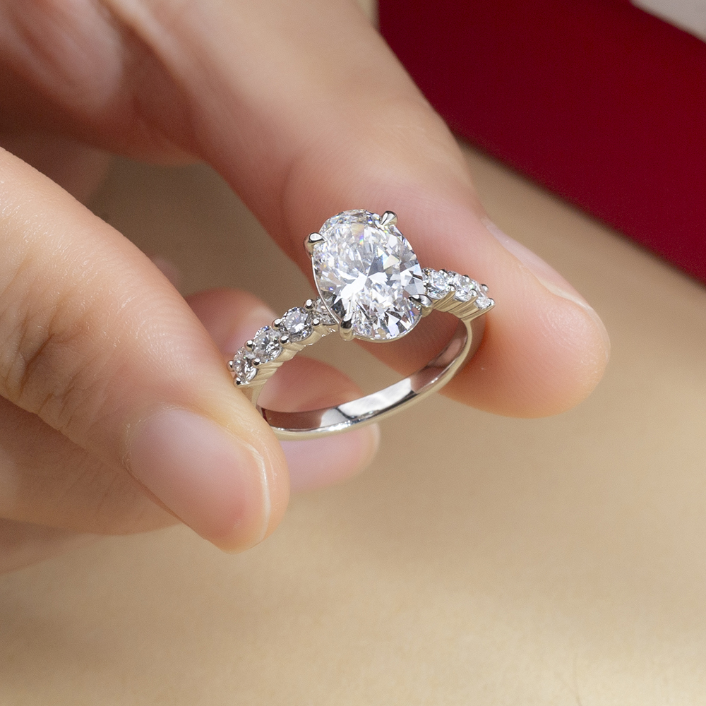 MSR-1712 Messi Jewelry Oval Cut CVD 2.5CT Lab Diamond 18k White Gold Engagement Rings Custom Ring 8