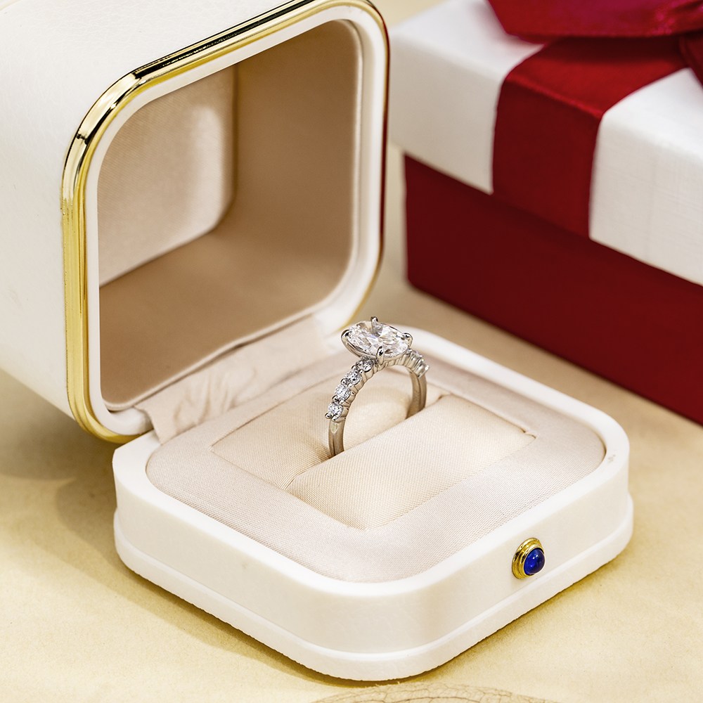 MSR-1712 Messi Jewelry Oval Cut CVD 2.5CT Lab Diamond 18k White Gold Engagement Rings Custom Ring 11