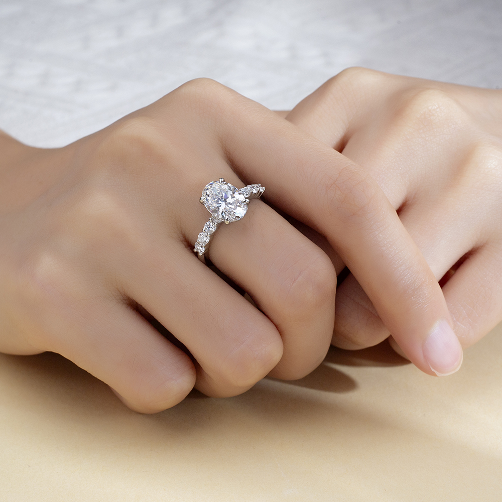 MSR-1712 Messi Jewelry Oval Cut CVD 2.5CT Lab Diamond 18k White Gold Engagement Rings Custom Ring 10