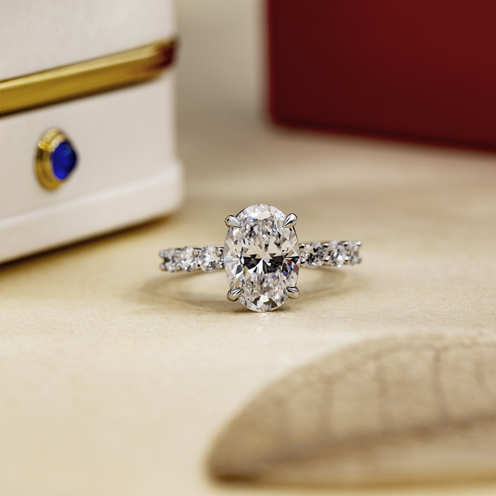 MSR-1712 Messi Jewelry Oval Cut CVD 2.5CT Lab Diamond 18k White Gold Engagement Rings Custom Ring 12