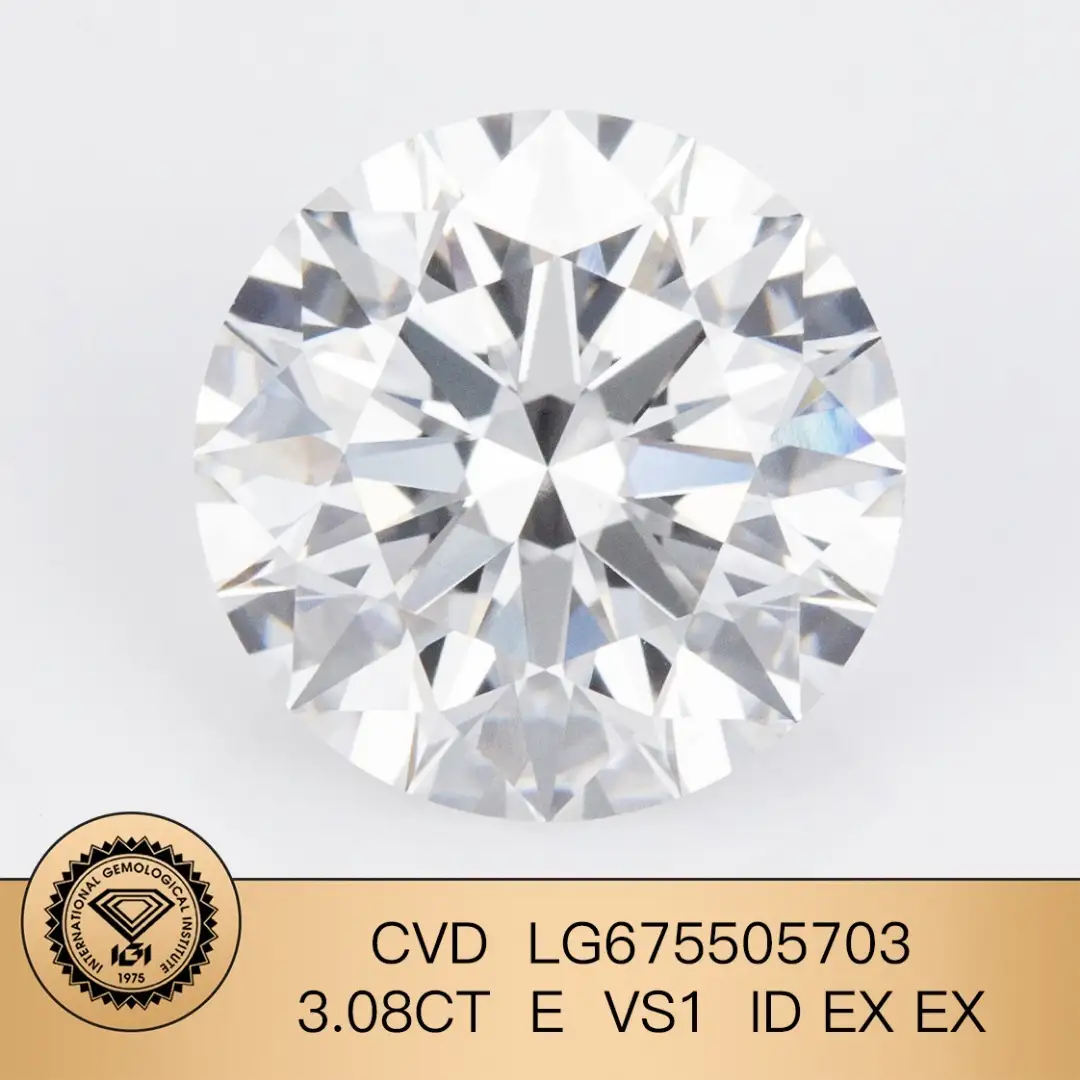 Cut rotondo ghiacciato da laboratorio 3,08CT E VS1 ID EX EX CVD LG675505703 | Gioielli Messi 1