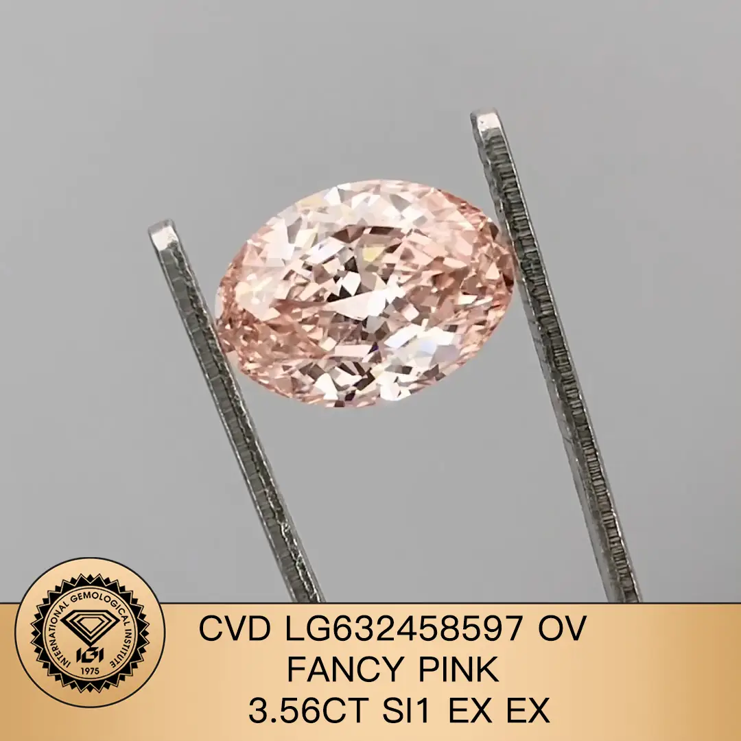 3,56ct Fancy Pink Oval Cut Lab Grown Diamond SI1 Ex Ex CVD LG632458597 | Gioielli Messi 1