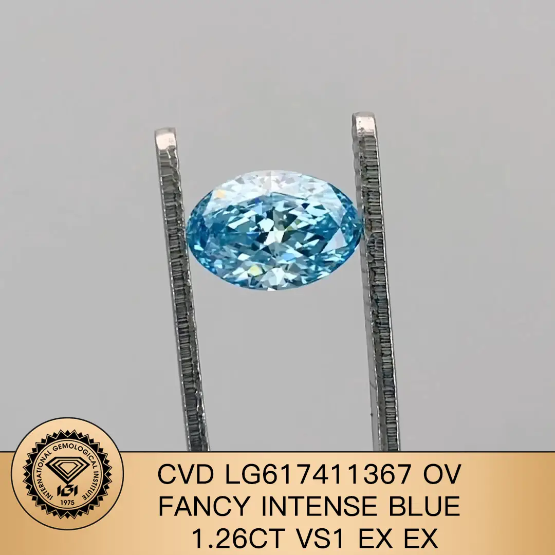 1.26CT Oval Fancy Intense Blue Lab Diamond - Christmas Gift 5