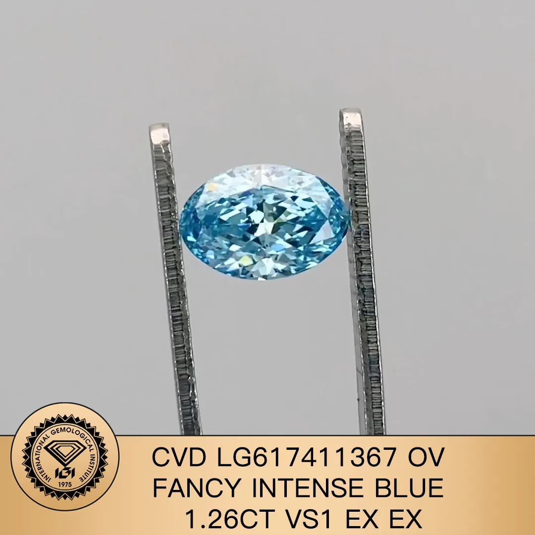 1.26CT Oval Fancy Intense Blue Lab Diamond - Christmas Gift 5