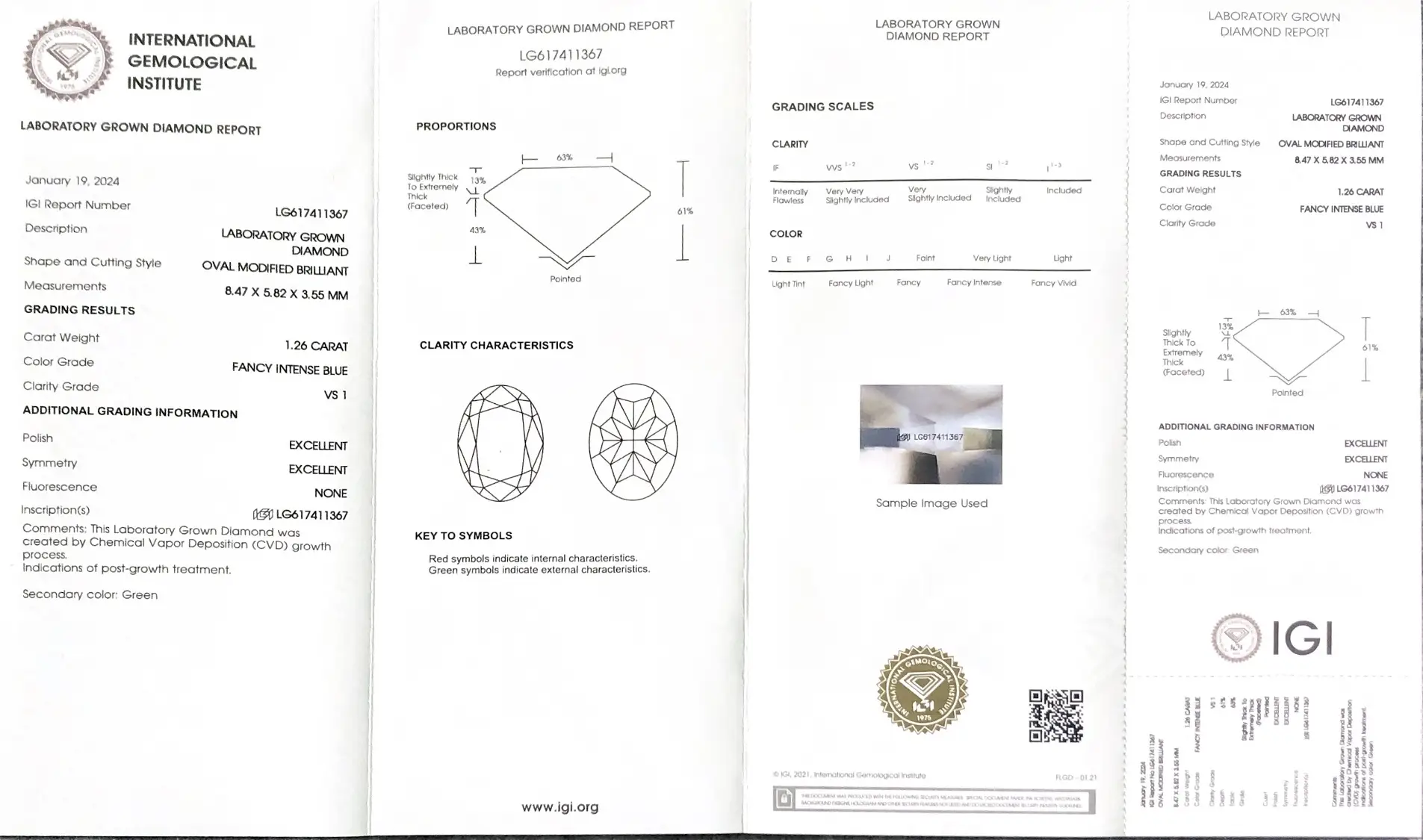 1.26CT Oval Fancy Intense Blue Lab Diamond - Christmas Gift 2