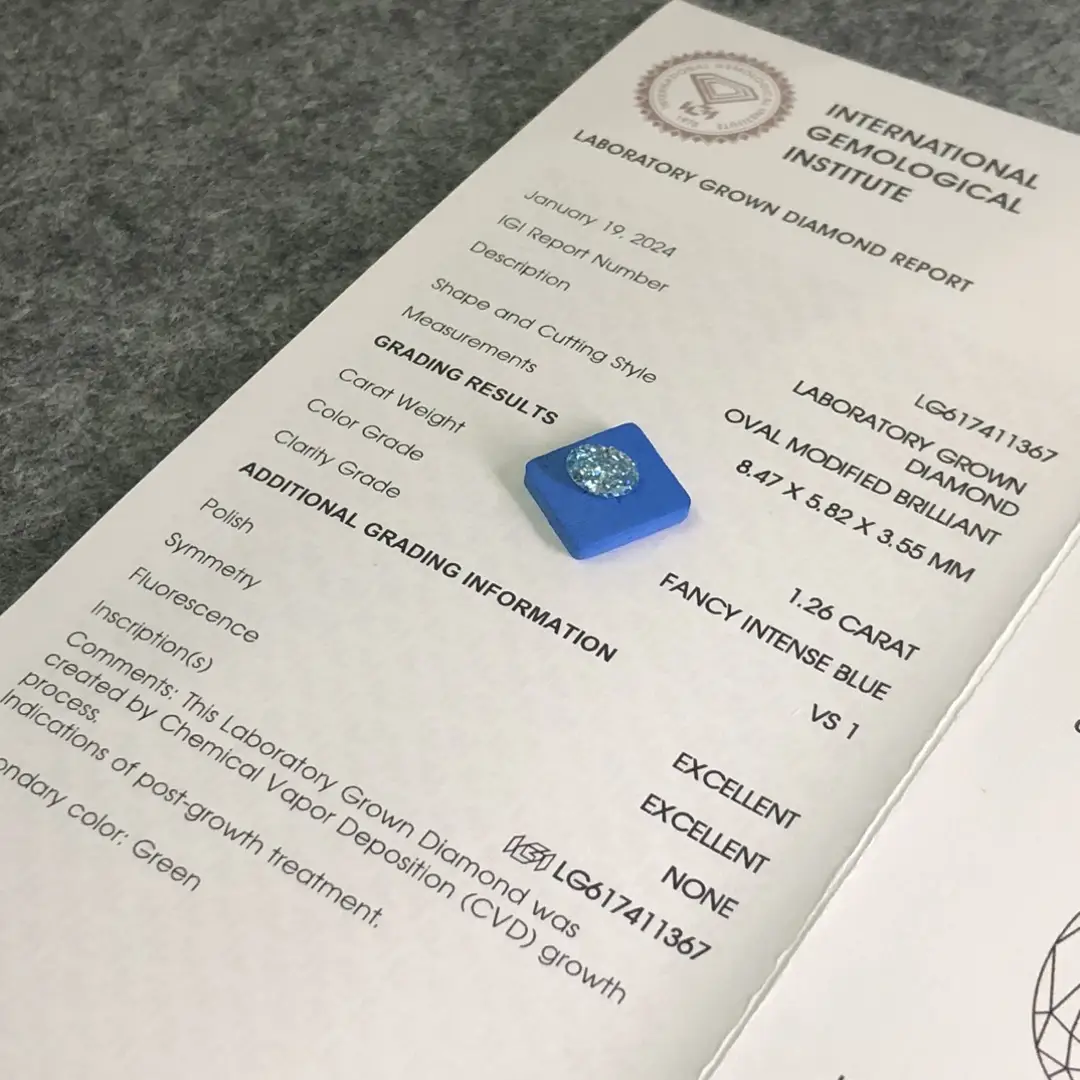 1.26CT Oval Fancy Intense Blue Lab Diamond - Christmas Gift 4