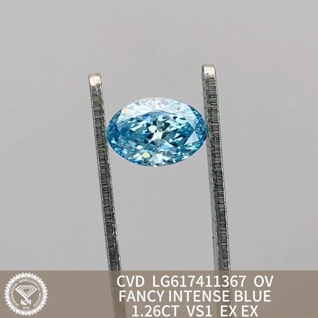 1.26CT Oval Fancy Intense Blue Lab Diamond - Christmas Gift 6
