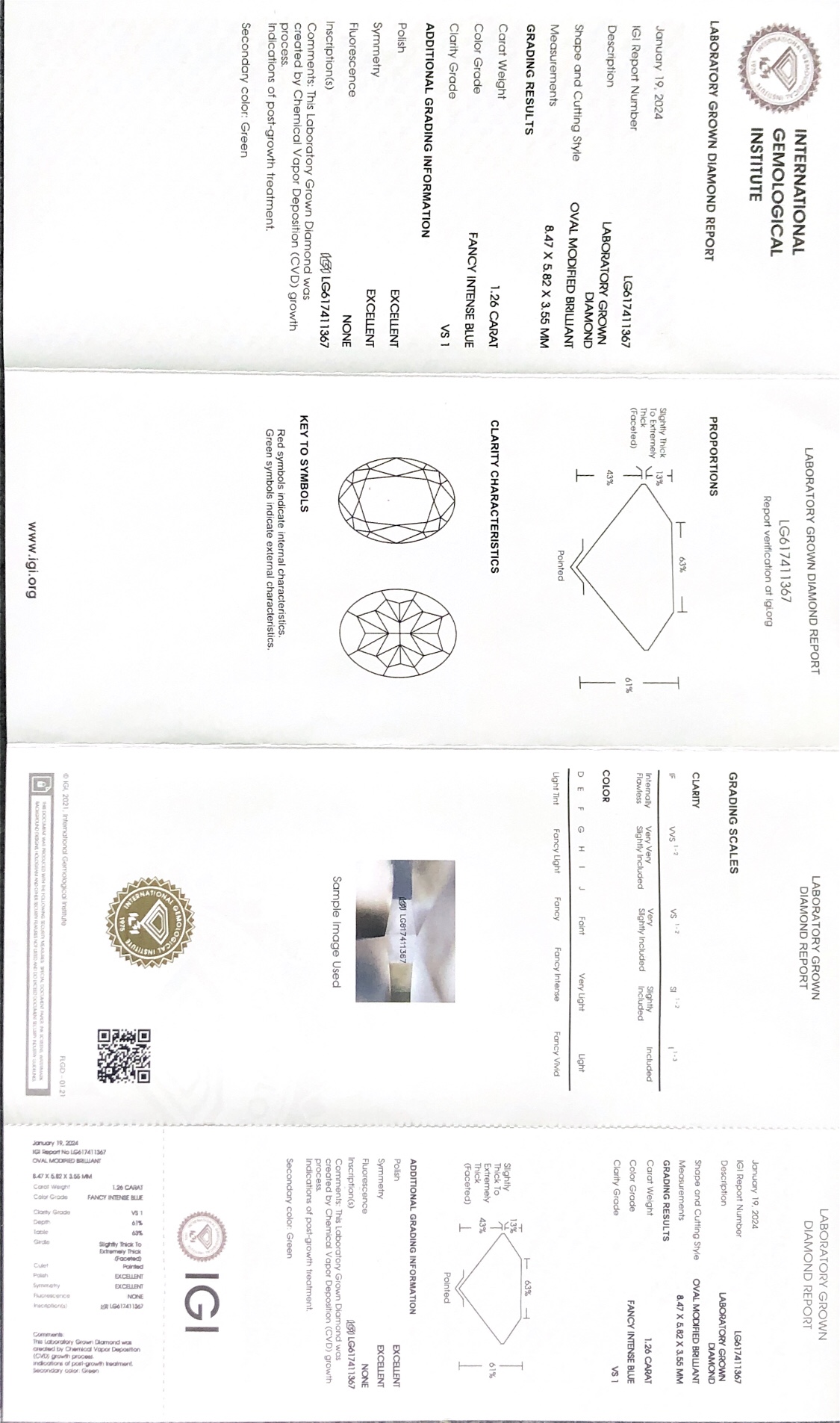 1.26CT Oval Fancy Intense Blue Lab Diamond - Hadiah Krismas 9