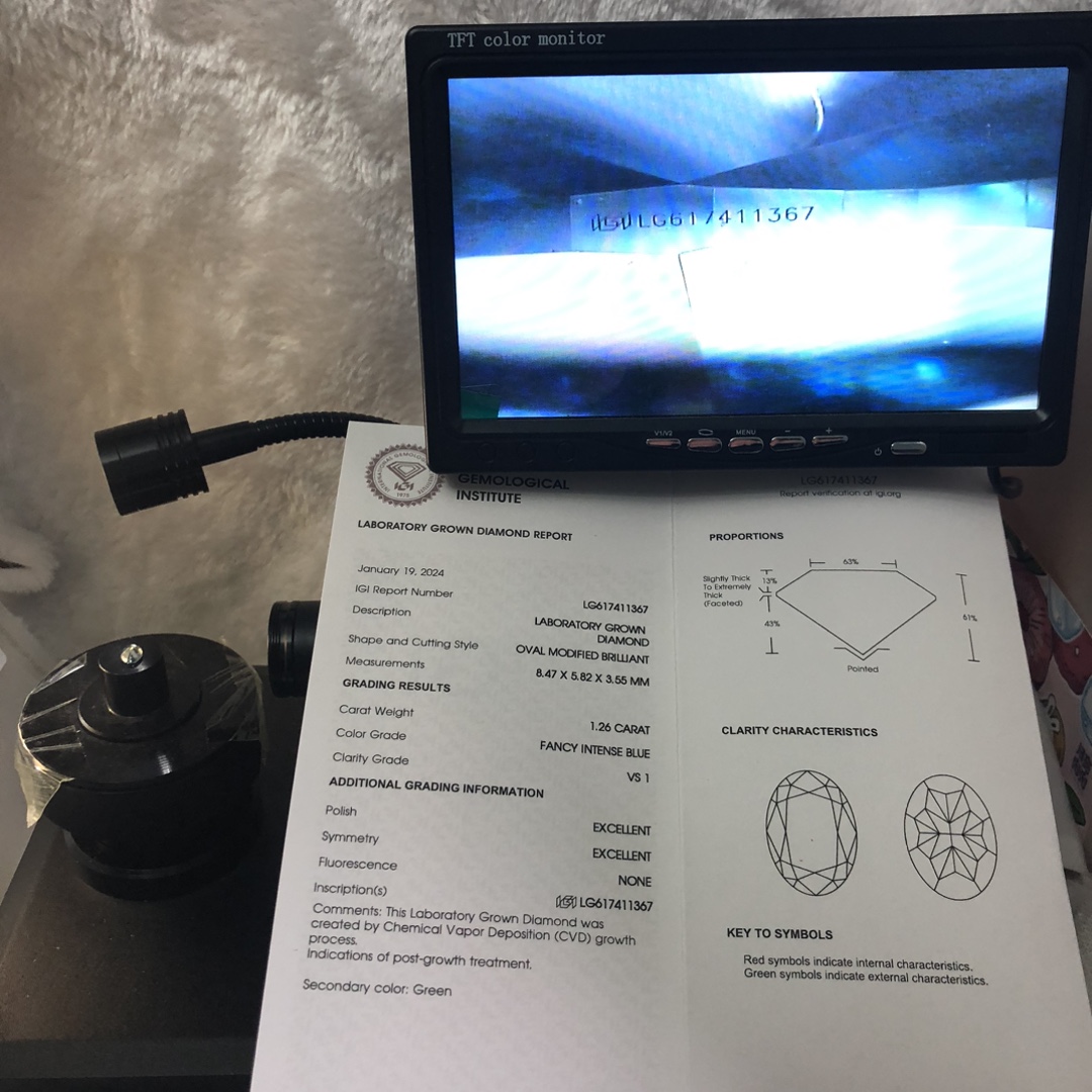 1.26CT Oval Fancy Intense Blue Lab Diamond - Hadiah Krismas 13