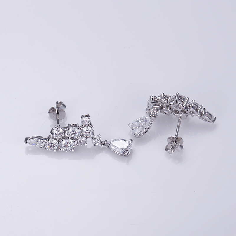 MSE-645 Messi Jewelry 18K White Gold Pear Cut Lab Diamond  Earring Customize Jewelry 11