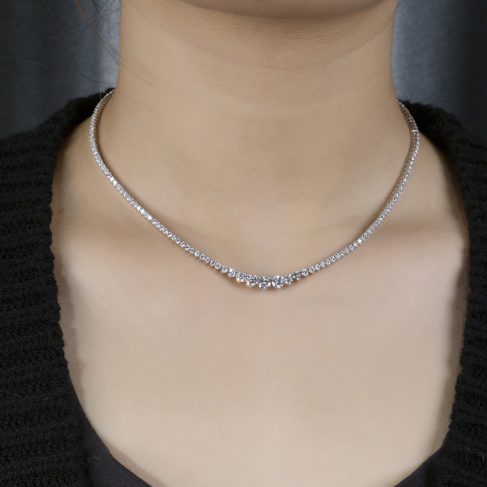 MSN-858 Custom Lab Diamond 18K Gradual Change Tennis Bracelet - Messi Jewelry 12