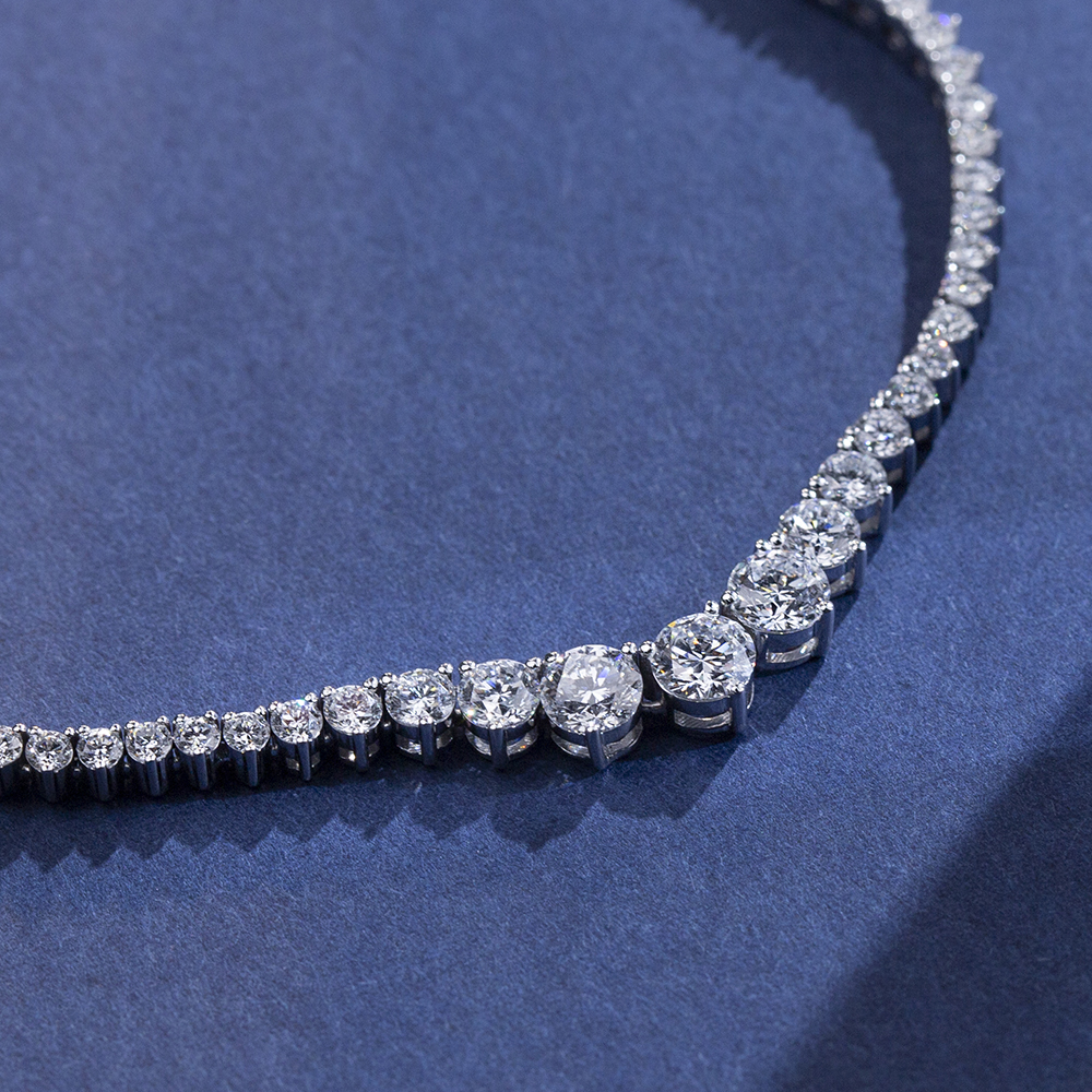 MSN-858 Custom Lab Diamond 18K Gradual Change Tennis Bracelet - Messi Jewelry 10