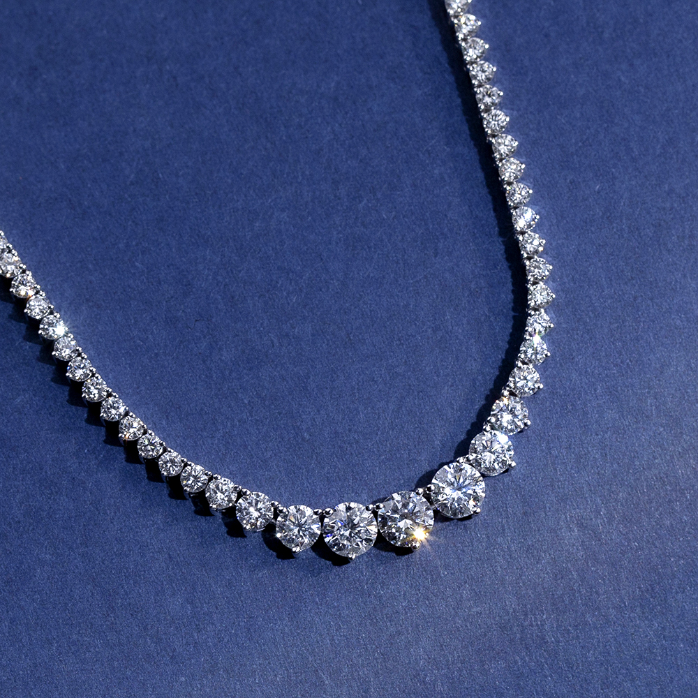 MSN-858 Custom Lab Diamond 18K Gradual Change Tennis Bracelet - Messi Jewelry 9