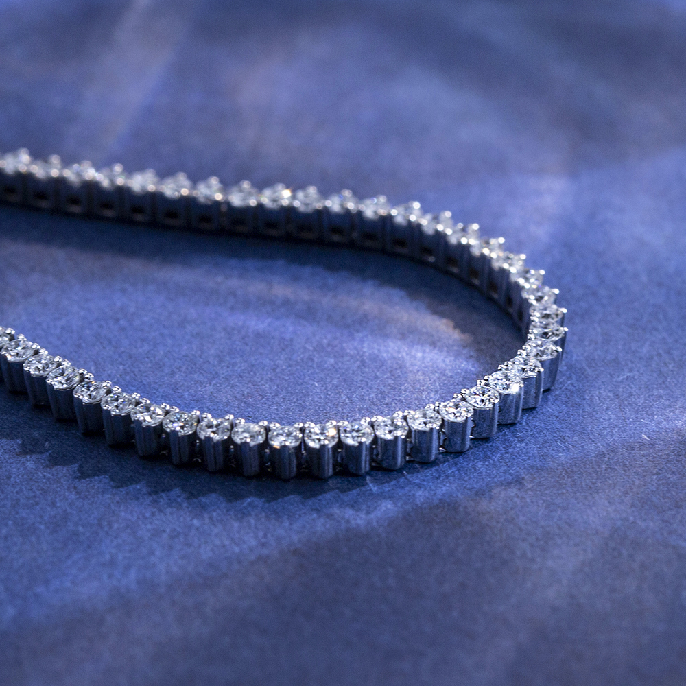 MSN-858 Custom Lab Diamond 18K Gradual Change Tennis Bracelet - Messi Jewelry 11