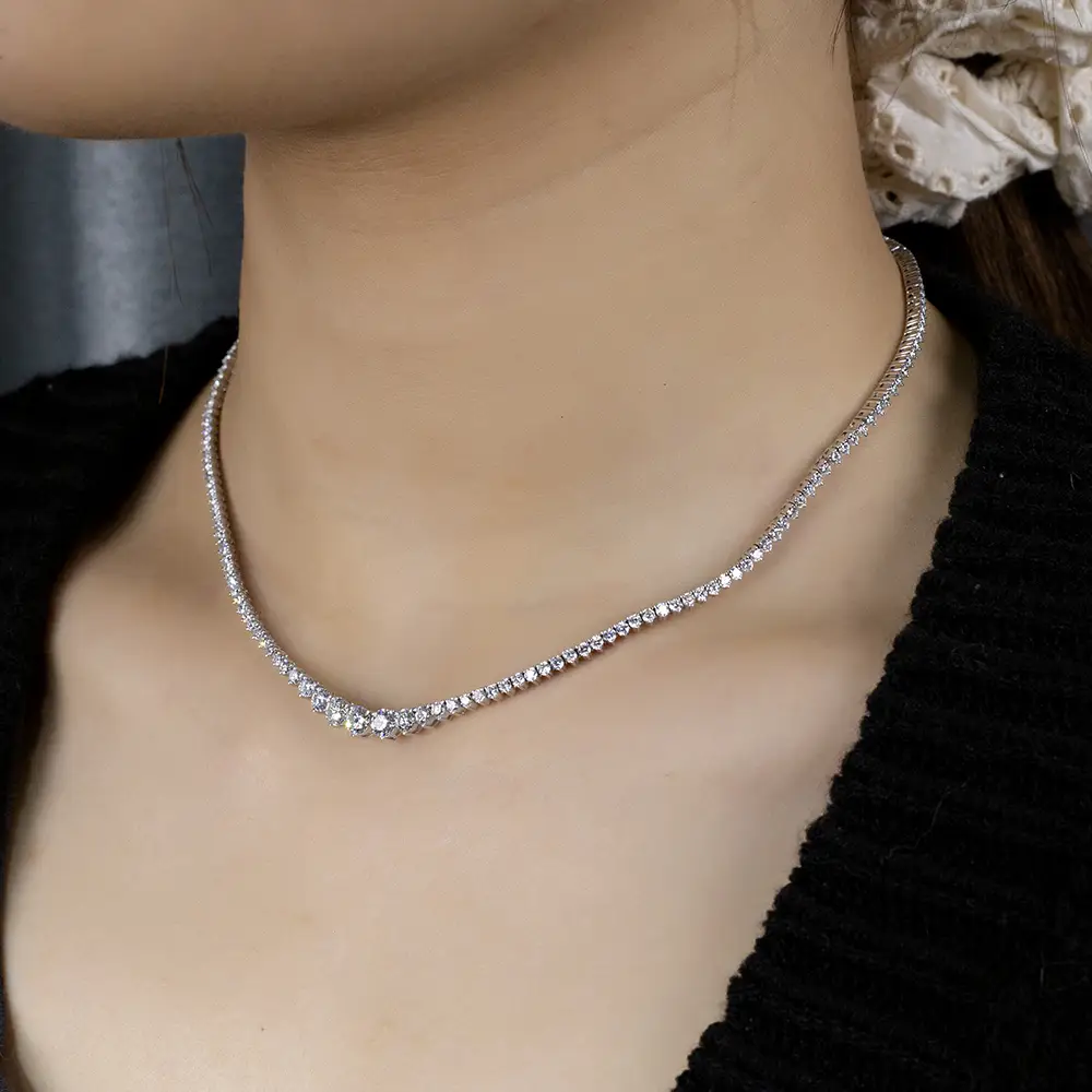 18K Gradual Change Lab Diamond Tennis Bracelet - Messi Jewelry 7