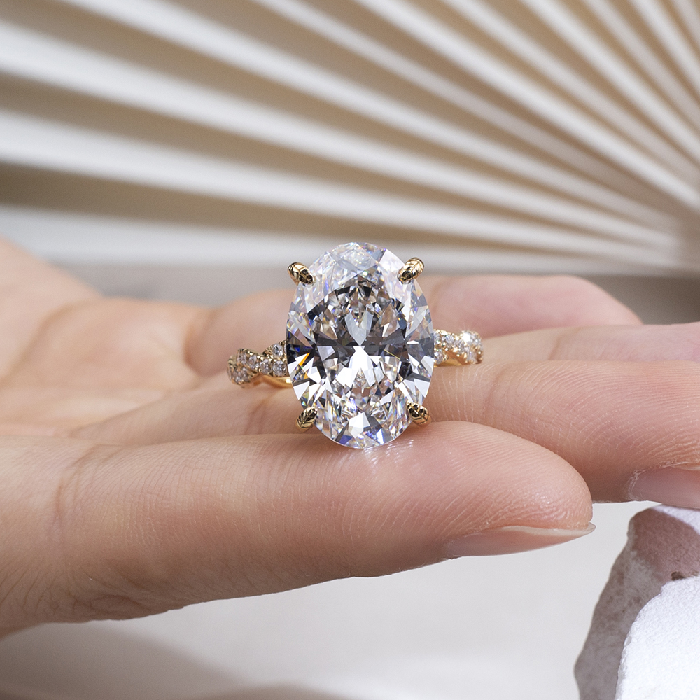 Messi Alahas MSR-1803 18K Yellow Gold Ipasibo ang Alahas CVD Oval Lab Grown Diamond Ring 9