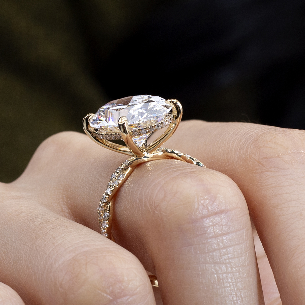 Messi Alahas MSR-1803 18K Yellow Gold Ipasibo ang Alahas CVD Oval Lab Grown Diamond Ring 11