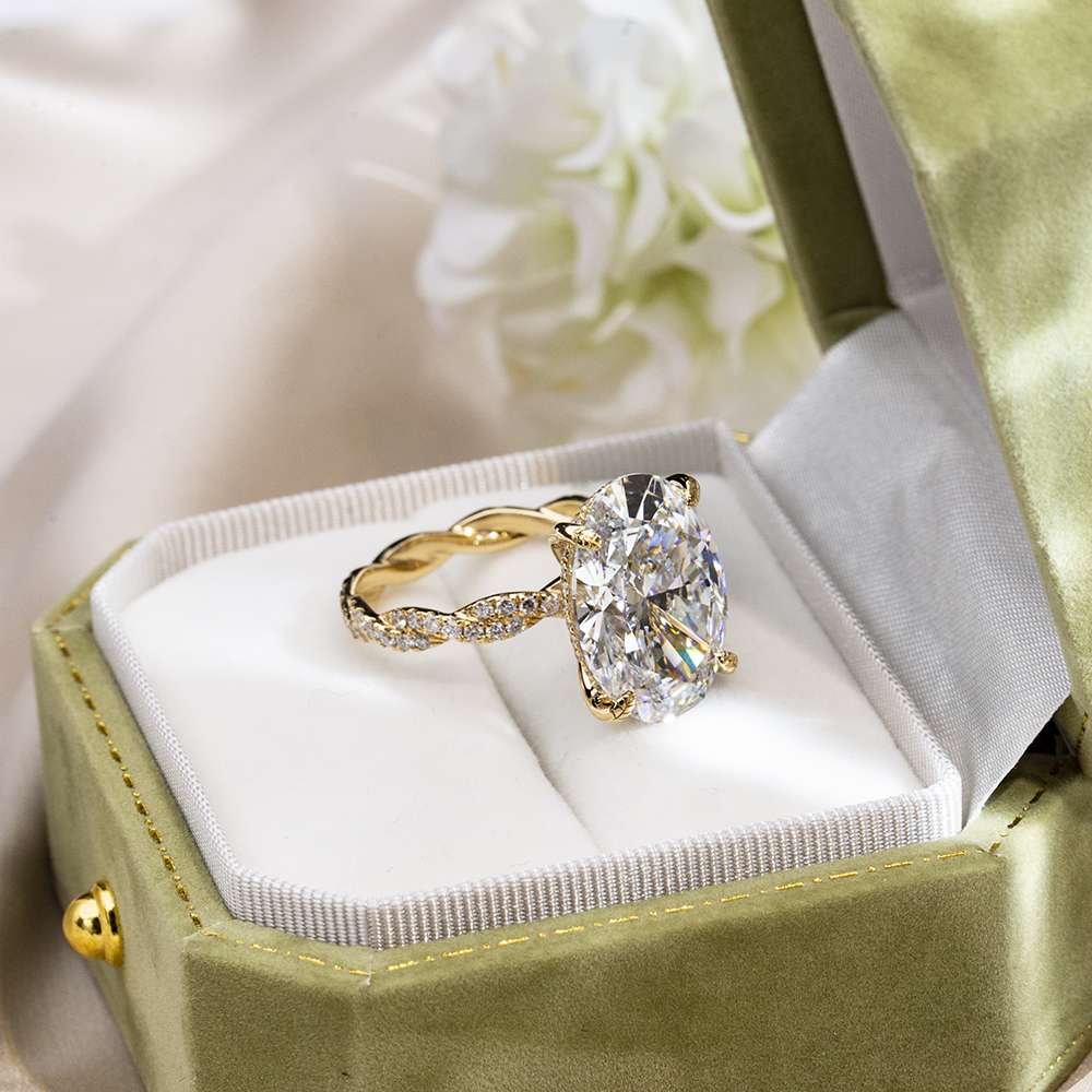 Messi Alahas MSR-1803 18K Yellow Gold Ipasibo ang Alahas CVD Oval Lab Grown Diamond Ring 7