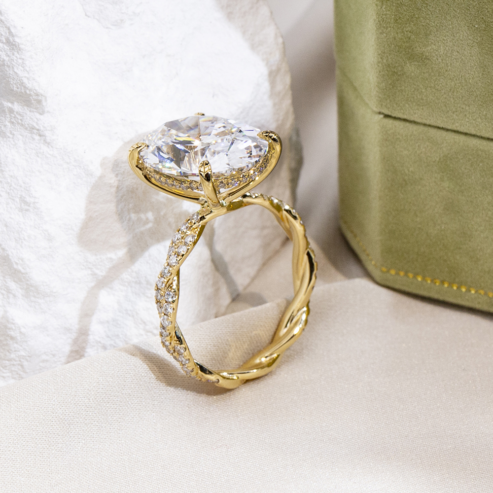 Messi Alahas MSR-1803 18K Yellow Gold Ipasibo ang Alahas CVD Oval Lab Grown Diamond Ring 8