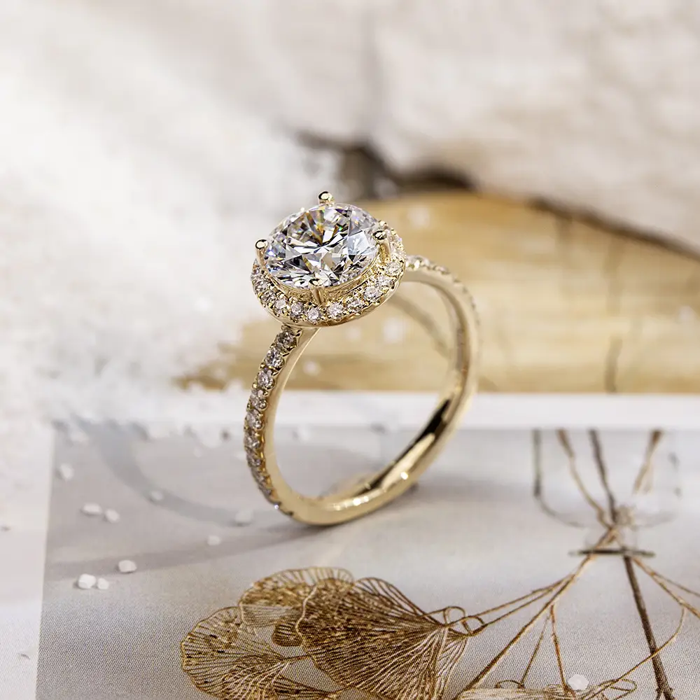 18K Custom Lab Diamond Halo Ring - Messi Jewelry 2