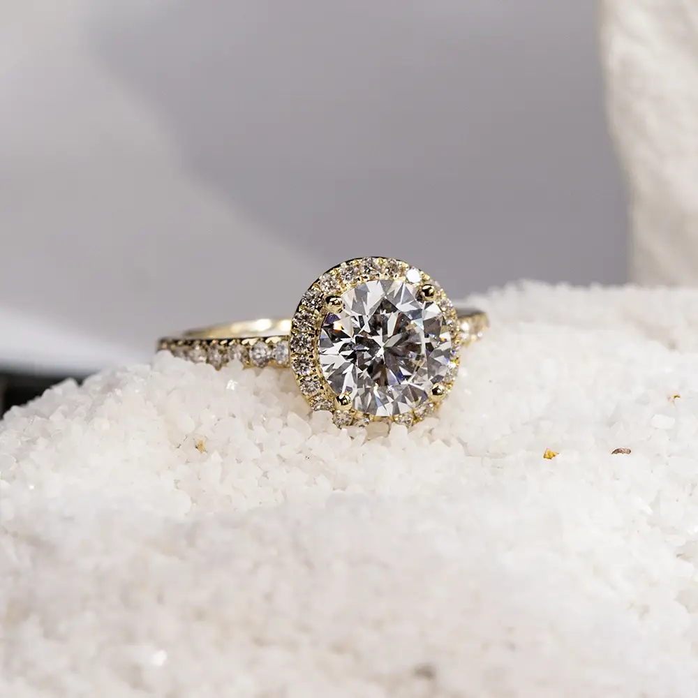 18K Custom Lab Diamond Halo Ring - Messi Jewelry 4