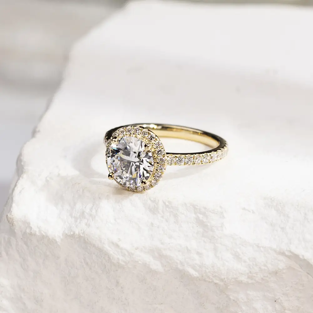 18K Custom Lab Diamond Halo Ring - Messi Jewelry 5