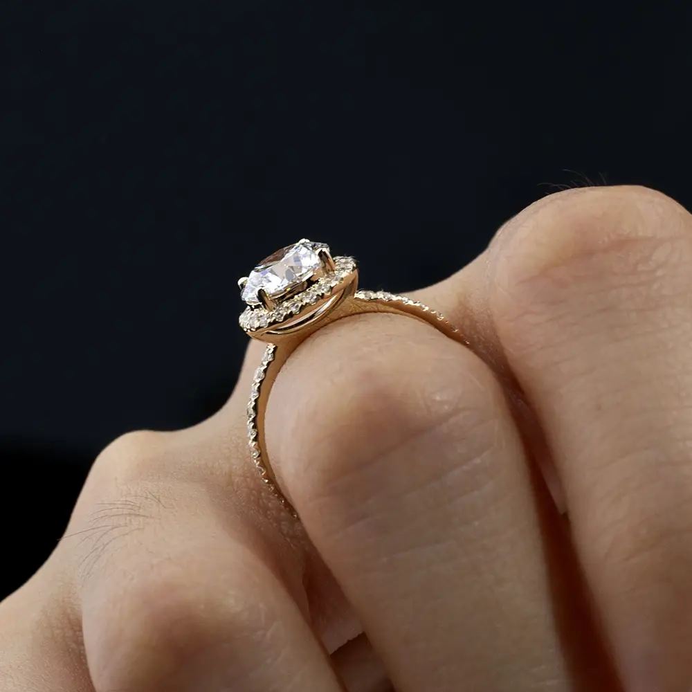 18K Custom Lab Diamond Halo Ring - Messi Jewelry 7