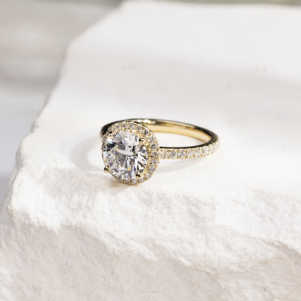 MSR-1701 Customize 18K set with Round Lab Diamond Halo Ring- Messi Jewelry 9