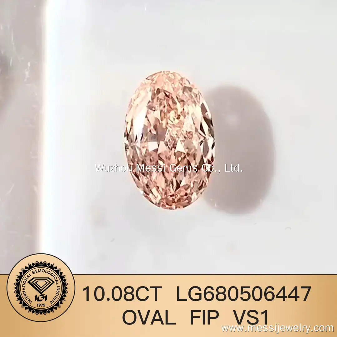 Messi Jewelry Lab Diamond 10.08ct LG680506447 Oval Fancy Intense Pink vs1 1
