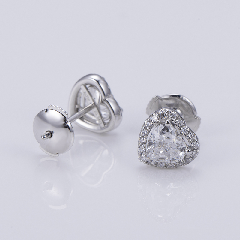 MSE -643 Messi Jewelry 18K 14K White Gold Heart Cut Lab Diamond  Earring 11