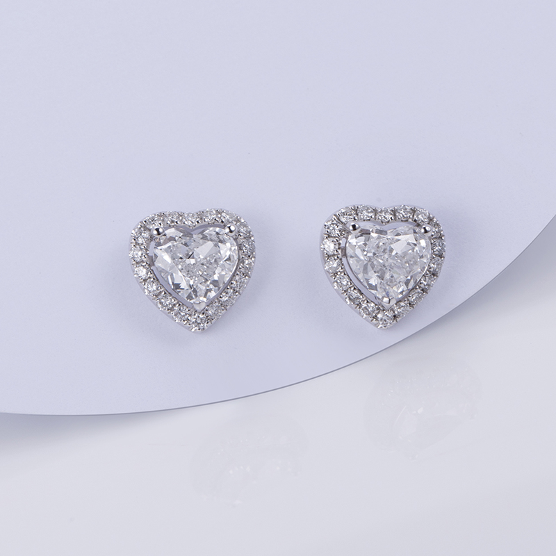 MSE -643 Messi Jewelry 18K 14K White Gold Heart Cut Lab Diamond  Earring 13