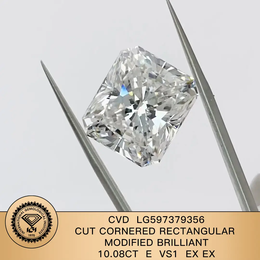 Lab Diamond 10.08ct E VS1 Cut radiante taglio radiato rettangolare modificato EX EX CVD LG597379356 1