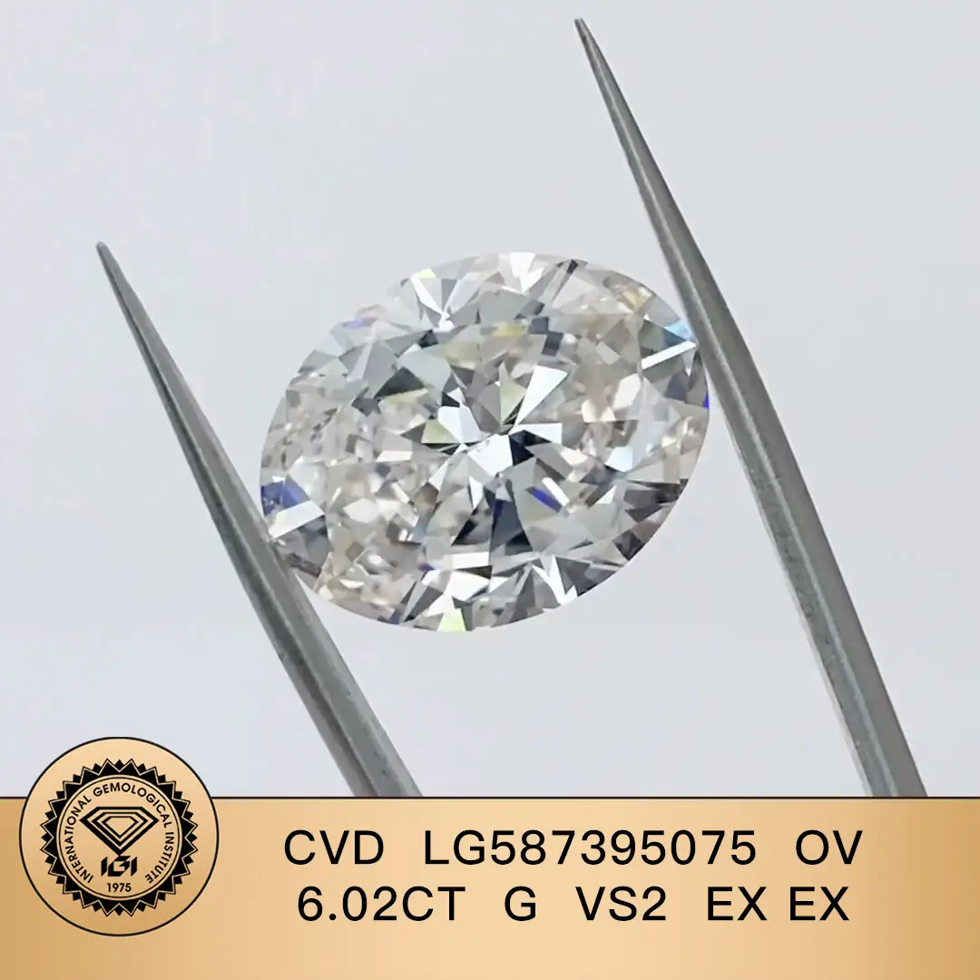 IGI CVD LG587395076 OVAL 6.02CT F VS1 EX EX EX LAB GROWN DIAMOND 1