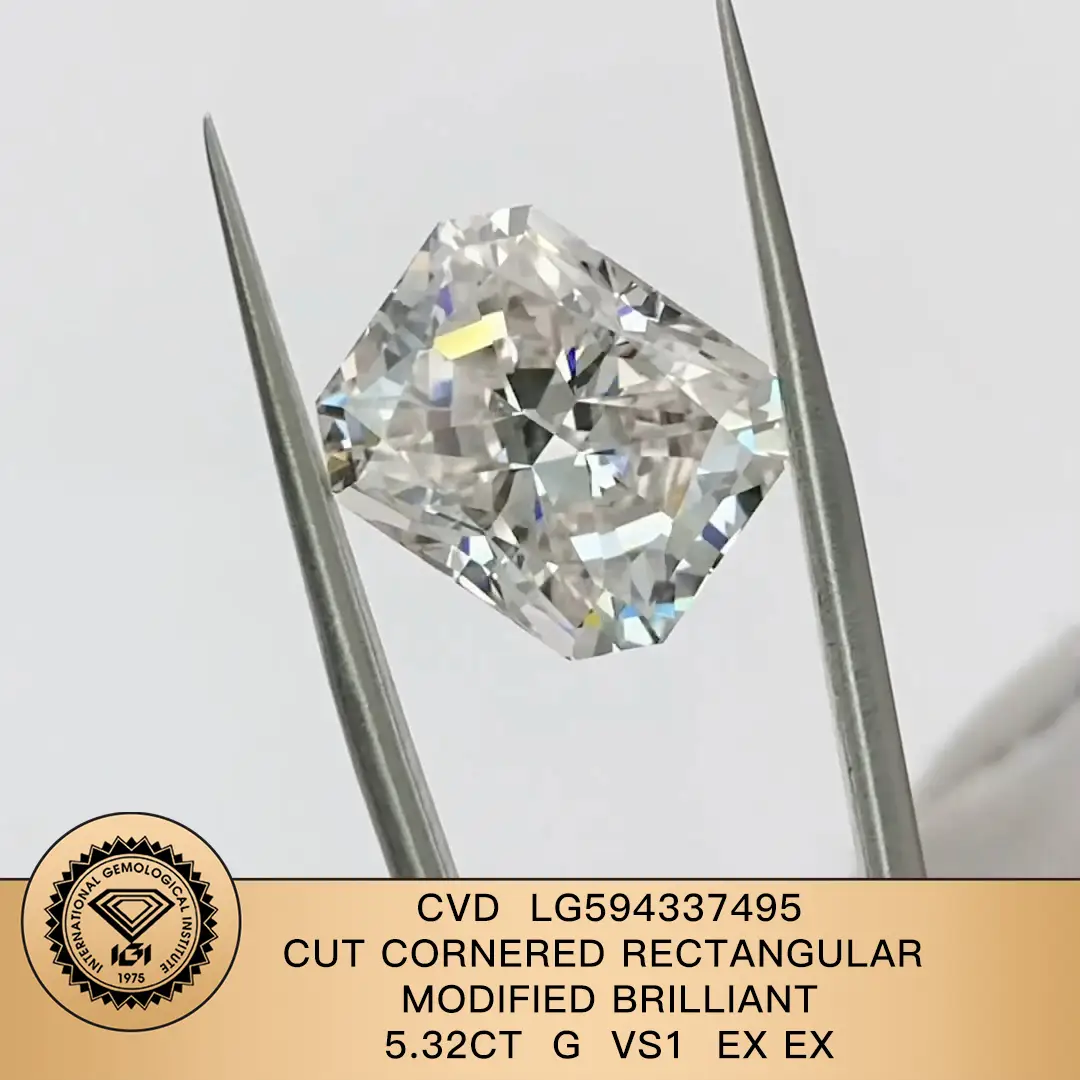5.32ct taglio taglio rettangolare modificato Grilliant G VS1 EX EX CVD LG594337495 | Gioielli Messi 1