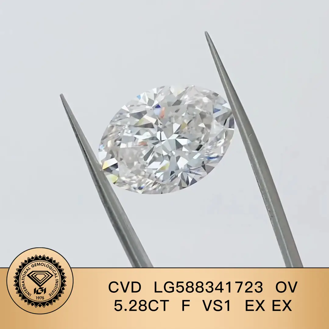 IGI Lab Grown Diamond Oval 5.28ct F vs1 Ex Ex CVD LG588341723 | Gioielli Messi 1